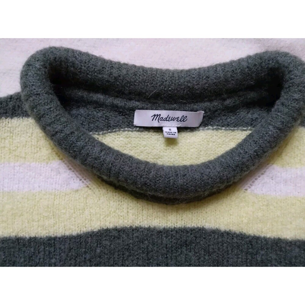 Madewell Striped Fulton Sweater Green Yellow Striped Womens Size Small - Picture 3 of 8